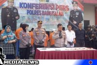 Caption: Polres Bangkalan ungkap kasus pembunuhan akibat konflik Pilkades, (dok. Syafin Regamedianews).