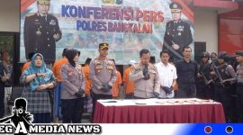 Caption: Polres Bangkalan ungkap kasus pembunuhan akibat konflik Pilkades, (dok. Syafin Regamedianews).