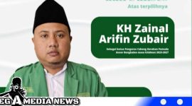 Caption: Lora Zainal Arifin Zubair (Ra Zen) terpilih secara aklamasi sebagai ketua GP Ansor periode 2023-2027.