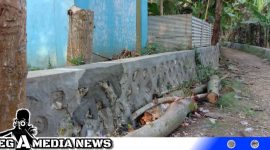 Caption: tampak fisik pembangunan proyek Tembok Penahan Tanah (TPT) di Desa Temoran yang rusak sudah diperbaiki, (dok. regamedianews).