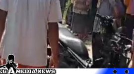 Caption: kondisi sepeda motor korban rusak pasca kecelakaan, (dok. regamedianews).