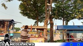 Caption: tampak cctv terpasang di pepohonan sekitar Alun-Alun Trunojoyo Sampang, (dok. regamedianews).