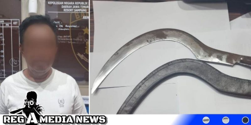 Caption: tersangka inisial (SS) dan barang buktinya saat diamankan di Mapolres Sampang, (dok. Humas Polres Sampang).