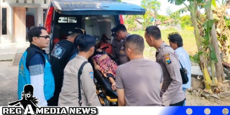 Caption: Anggota Polres Sampang dan Tim JSC Dinas Sosial saat hendak membawa warga pengidap kanker ke rumah sakit, (dok. regamedianews). 