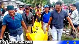 Caption: warga saat evakuasi mayat yang ditemukan di sungai Sumberbaru, (dok. regamedianews).