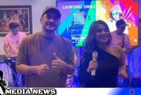 Caption: Risma Aw Aw bersama Saiful Jamil saat launching lagu terbaru, (dok. regamedianews).