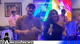 Caption: Risma Aw Aw bersama Saiful Jamil saat launching lagu terbaru, (dok. regamedianews).