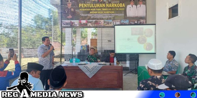 Caption: sosialisasi bahaya narkoba di Posko TMMD ke-117 Kodim 0828 Sampang, (dok. regamedianews). 