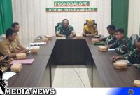 Caption: saat berlangsungnya rapat evaluasi program terpadu Satgas TMMD Kodim 0828 Sampang dengan pihak dinas terkait, (dok. regamedianews). 