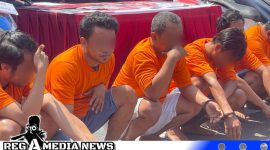 Caption: konferensi pers, Polres Bangkalan tunjukkan para pelaku kriminal, (dok. regamedianews). 