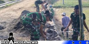 Satgas TMMD dan Warga Pasarenan Bersinergi Bangun Betonisasi