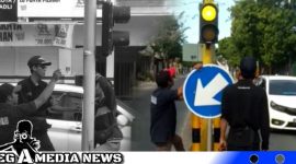 Caption: pemasangan rambu dan warning light di Jl.Raya Diponegoro Sampang, (dok. regamedianews).