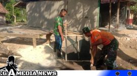 Caption: Satgas TMMD Kodim 0828 Sampang mulai finishing rutilahu milik Pak Sadimin, (dok. regamedianews).