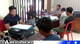 Caption: tiga pelaku dugaan penganiayaan dokter, saat dimintai keterangan penyidik Satreskrim Polres Sampang, (dok. regamedianews).