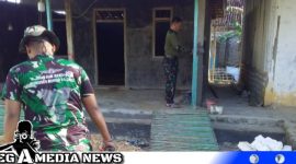Caption: Semangat Satgas TMMD Sampang, pengerjaan rehabilitasi rutilahu milik Asrowi mencapai 50%, (dok. regamedianews).