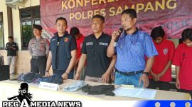 Caption: konferensi pers, Satreskrim Polres Sampang ungkap kasus persetubuhan dan pencabulan, (dok. regamedianews). 