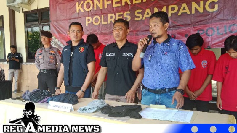 Caption: konferensi pers, Satreskrim Polres Sampang ungkap kasus persetubuhan dan pencabulan, (dok. regamedianews). 