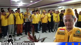 Caption: Ketua DPD Partai Golkar Jawa Timur bersama Ketua DPC se-Madura, usai pertemuan dengan calegnya, di aula Hotel Camplong, Sampang, (dok. regamedianews). 