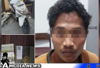 Caption: tersangka curat inisial RL dan barang buktinya diamankan di Mapolres Sampang, (dok. regamedianews). 