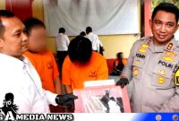 Caption: Kapolres Bangkalan tunjukkan dua tersangka narkoba dan barang bukti, (dok. regamedianews). 