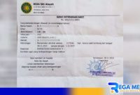 Caption: surat keterangan sakit atas nama inisial MFT yang diduga di palsu, (dok. regamedianews). 