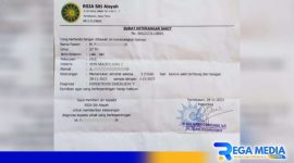 Caption: surat keterangan sakit atas nama inisial MFT yang diduga di palsu, (dok. regamedianews). 