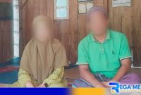 Caption: inisial SS korban pelecehan seksual didampingi saudaranya, (dok. regamedianews). 