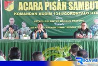Caption: serah terima jabatan Komandan Kodim 1314/Gorut, (dok. regamedianews). 