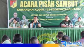 Caption: serah terima jabatan Komandan Kodim 1314/Gorut, (dok. regamedianews). 