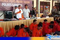 Caption: Kasat dan KBO Satresnarkoba Polres Sampang ungkap kasus narkoba selama tahun 2023, (dok. regamedianews). 