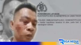 Caption: tampak korban penganiayaan mengalami luka dibagian wajah, (dok. regamedianews). 