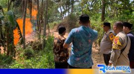 Caption: Kapolres bersama Dandim Pamekasan saat turun ke lokasi sumur bor semburkan api, (dok. regamedianews). 