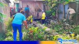 Caption: Tagana Kota Gorontalo saat kerja bakti di Kelurahan Ipilo, Kecamatan Kota Timur, Kota Gorontalo, (dok. regamedianews). 