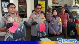 Caption: Kapolres Bangkalan tunjukkan barang bukti kasus pencabulan, (dok. regamedianews). 