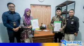 Caption pose usai penandatanganan kerjasama KPU Pamekasan dengan BPJS Ketenagakerjaan, (dok. regamedianews). 