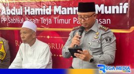 Caption: Kepala Lapas Narkotika Kelas IIA Pamekasan saat menyampaikan sambutannya, (dok. regamedianews). 