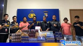 Caption: Satreskrim Polres Pohuwato amankan pedagang rokok ilegal dan barang buktinya, (dok. regamedianews). 