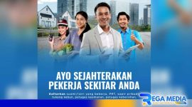 Caption: pamflet BPJS Ketenagakerjaan. 