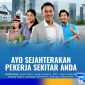 Caption: pamflet BPJS Ketenagakerjaan. 