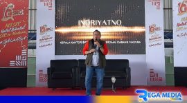Caption: Kepala BPJS Ketenagakerjaan Madura (Indriyatno), saat menyampaikan sambutan di acara SRC. 