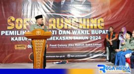 Caption: sambutan komisioner KPU Pamekasan saat soft launching Pilkada 2024, (dok. regamedianews). 