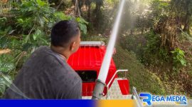 Caption: petugas Damkar Gorut saat melakukan animal rescue, (dok. Yusrianto / regamedianews). 