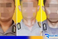 Caption: wajah tiga personel Polres jajaran Polda Gorontalo yang dipecat, (dok. regamedianews). 