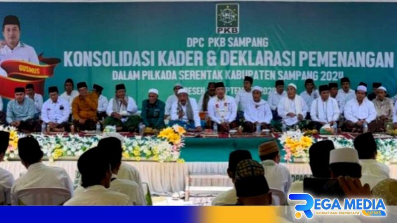 Caption: disela saat berlangsungnya konsolidasi kader dan deklarasi pemenangan DPC PKB Sampang terhadap pasangan Jimad Sakteh. 