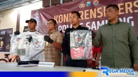 Caption: polisi tunjukkan barang bukti kasus curanmor di Desa Blu'uran Karang Penang, (dok. regamedianews). 