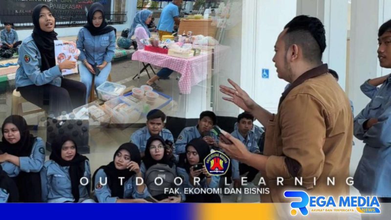 Caption: R Indra Septriyanto memaparkan tentang tatacara berwirausaha dengan branding produk kreatif kepada mahasiswa Unira, (dok. regamedianews). 
