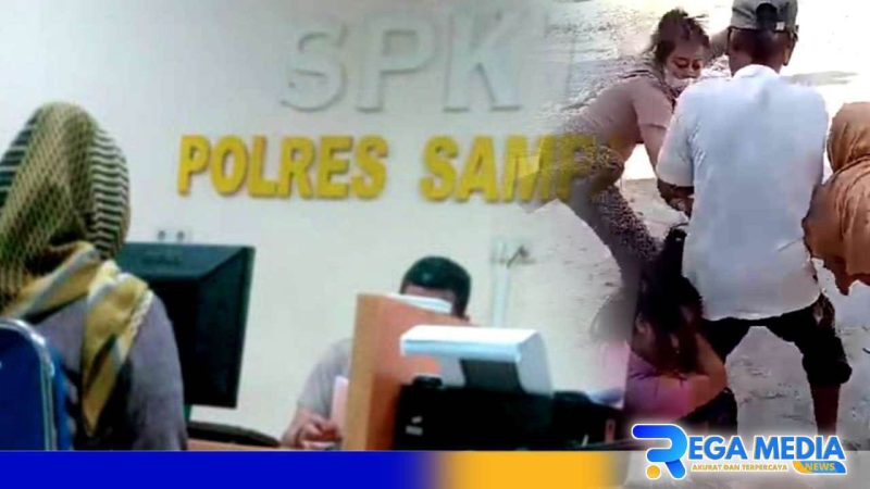 Caption: Susi korban penganiyaan saat melapor ke SPKT Polres Sampang, (dok. regamedianews). 