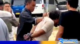 Caption: screenshot video viral terduga pelaku pencurian saat diamankan warga dengan kondisi tangan terikat, (dok. regamedianews). 