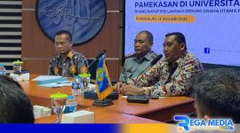 Caption: Kalapas Narkotika Pamekasan sambutan saat kunjungan dan inisiasi kerjasama, di Gedung Graha Utama Universitas Trunojoyo Madura. 