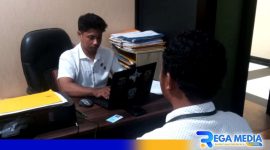 Caption: Jurnalis Rega Media Biro Gorontalo saat dimintai keterangan penyidik Polda Gorontalo, (dok. regamedianews). 